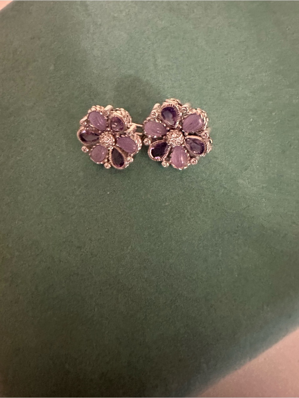 Judith Ripka Purple Floral Crystal Stud Earrings